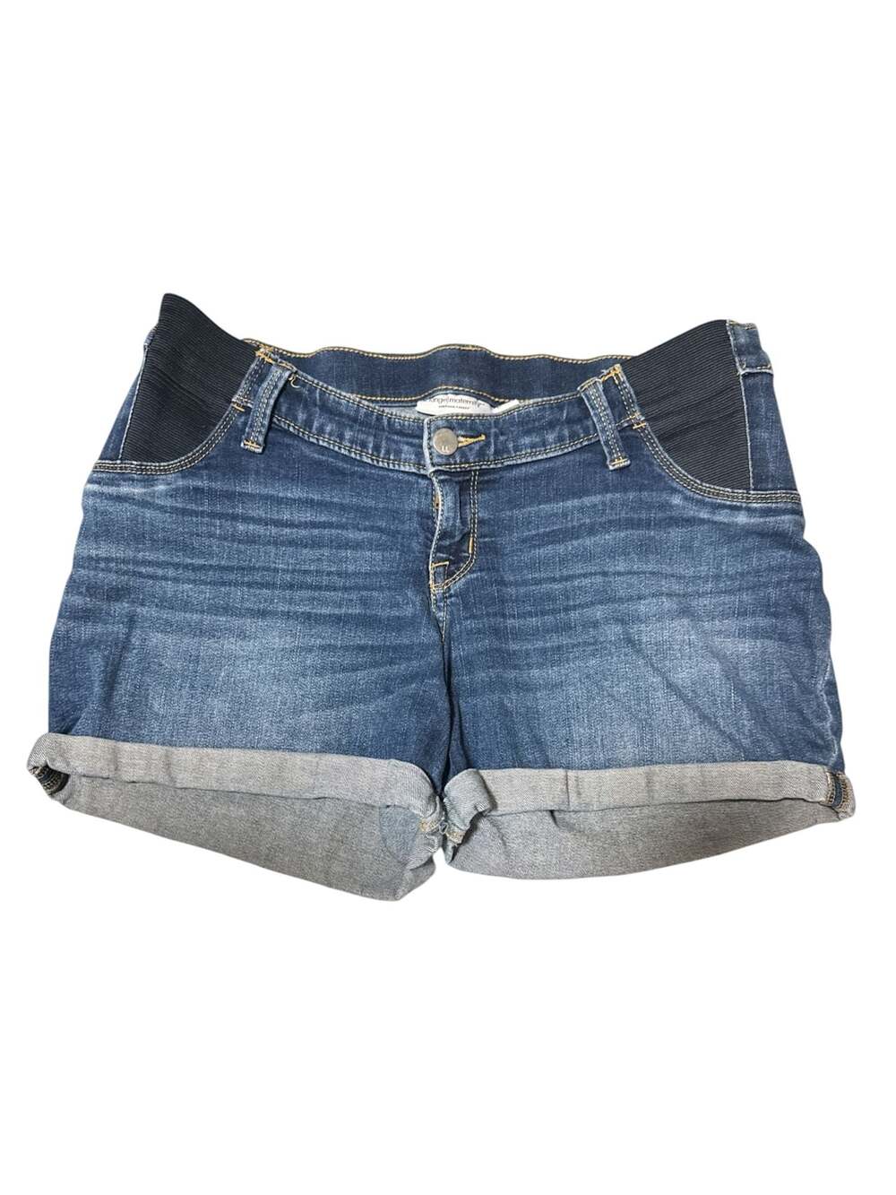 Liz Lange Maternity Denim Cuffed Midi Jean Shorts Small